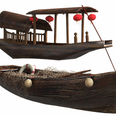 New Chinese-style wooden boat shed boat