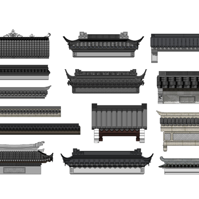 Chinese-style ancient slope roof, cornices, eaves