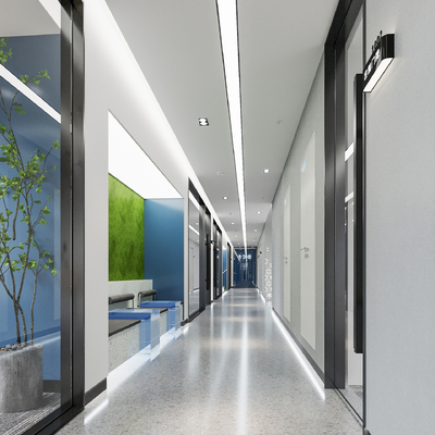 Modern company aisle office corridor