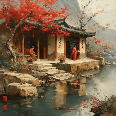 Ancient painting, decorative painting, landscape painting