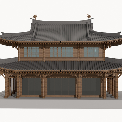 Chinese-style ancient buildings, temples, ancient towns, commercial buildings