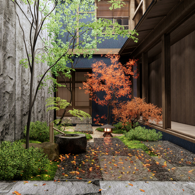 Japanese-style courtyard view