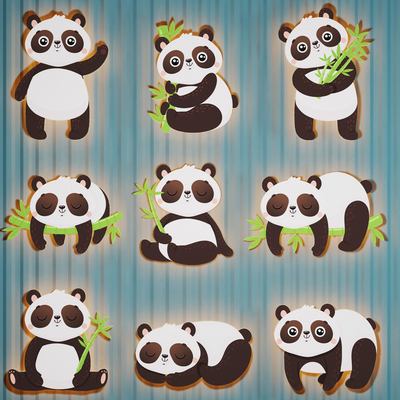 Modern Cartoon Animal Wall Sticker Panda