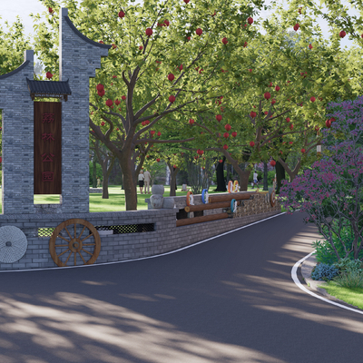 entrance landscape wall village logo landscape wall beautiful countryside