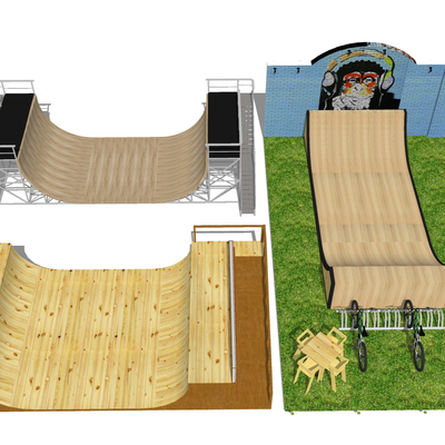 Outdoor entertainment skateboard venue