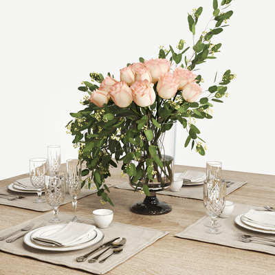 Modern flower arrangement glass cutlery