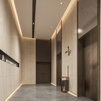 Modern office elevator hall