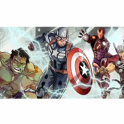 3D Cartoon Cartoon Marvel Wallpaper Children's Room Bedroom Wall Cloth The Avengers Wallpaper