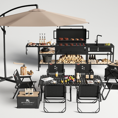 Camping Table and Chair Barbecue