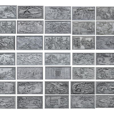 Chinese-style relief landscape wall stone carving brick carving wall carving carving