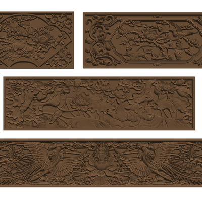 Chinese-style relief landscape wall stone carving brick carving wall carving carving