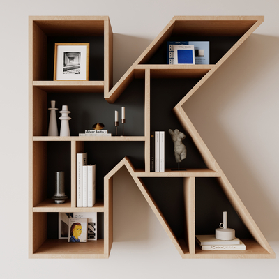 Modern Alphabet Wall Cabinet Bookcase