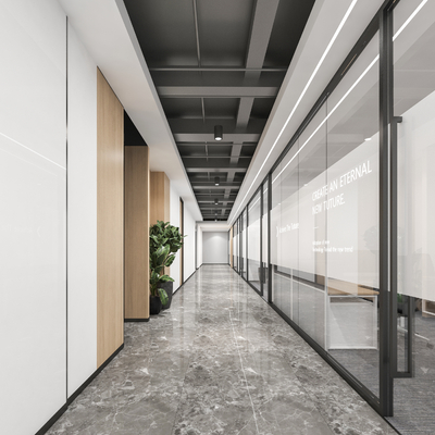 Modern company aisle office corridor