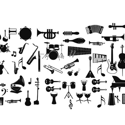 Musical Instrument Silhouette Note Wall Decorations