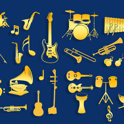 Musical Instrument Silhouette Note Wall Decorations