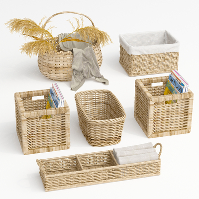 Rattan Woven Storage Basket Storage Blue