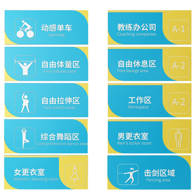 Gym signage signage guide sign gym doorplate