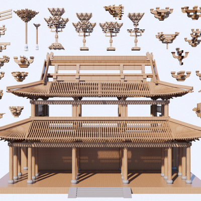 Chinese ancient building components bucket arch mortise and tenon structure