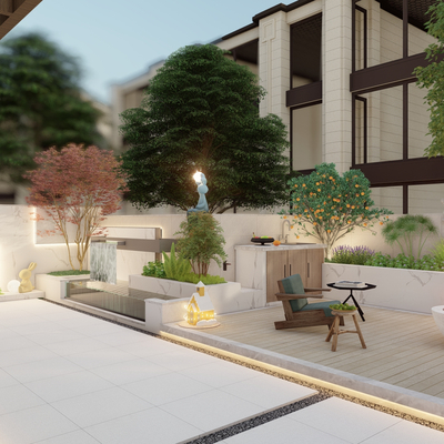 Modern Garden Courtyard View