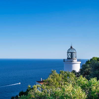 European Coastal Lighthouse Blue Sky Coastal Scenery