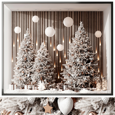 Modern Christmas Tree Window Art Display Gift Box Chandelier