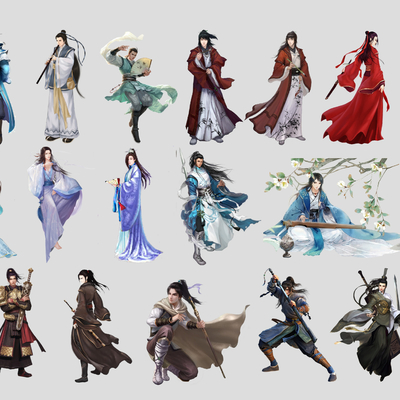 2D martial arts characters ancient costume handsome handsome men ancient costume national style characters