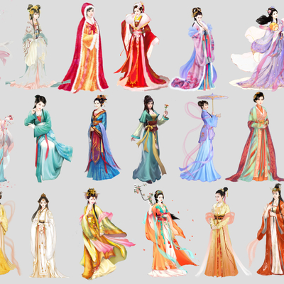 2D antique figure beauty ancient beauty costume national style figure