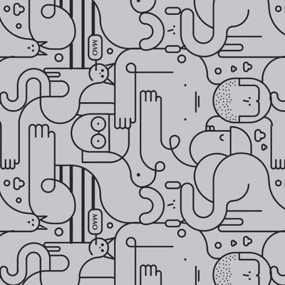 Black Line Wallpaper Abstract Wallpaper Hand-painted Simple Cartoon