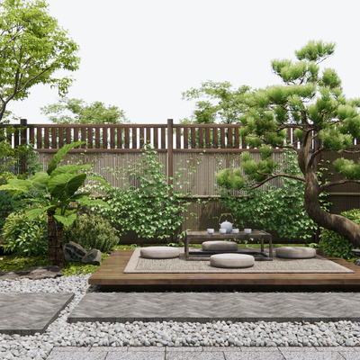 Japanese-style courtyard landscaping courtyard sketch