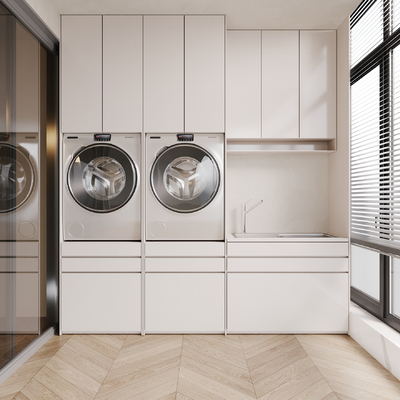 Modern Living Balcony Laundry Area