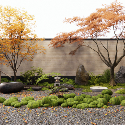 Japanese-style dry landscape courtyard