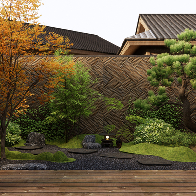 Japanese Zen Courtyard View