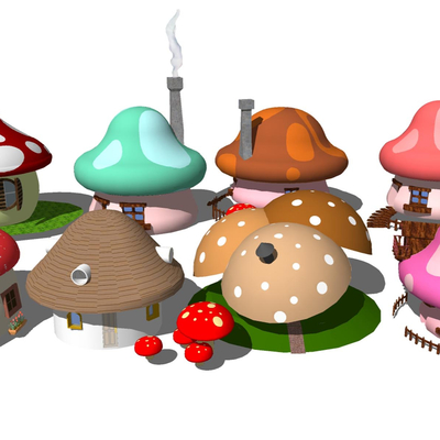 Colored Mushroom Cottage