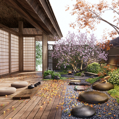 Japanese-style courtyard view