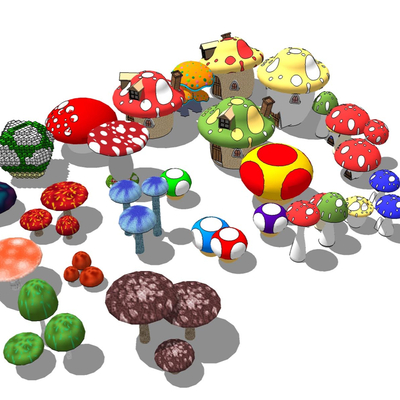 group of colorful mushrooms