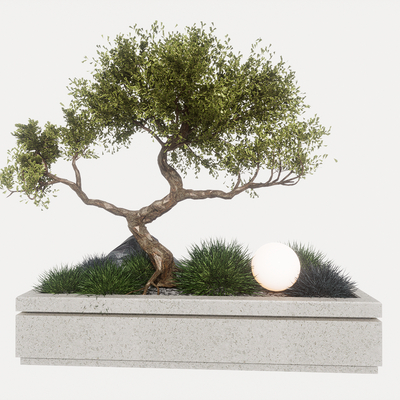 Modern Landscape Model Tree Pond Flower Pond