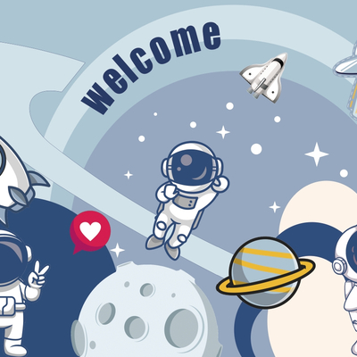 Cartoon Children Space Universe Wallpaper Mural