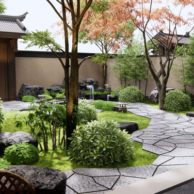 Chinese Zen dry landscape courtyard rockery waterscape