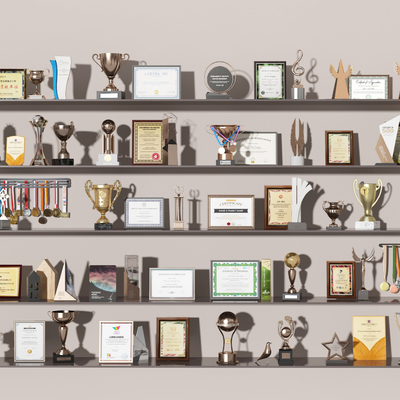 Trophy, Certificate of Honor, Certificate of Honor, Display Stand