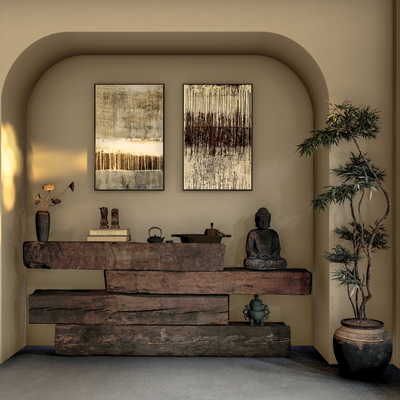 Wabi-sabi Style Indoor Landscape Entrance