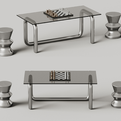 Metal Table and Chair Chess Game