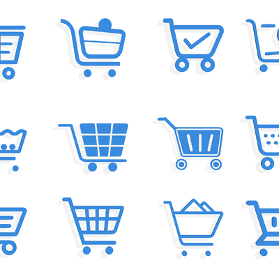 Shopping cart online shopping icon stick figure icon