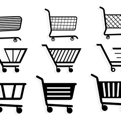 Shopping cart online shopping icon stick figure icon