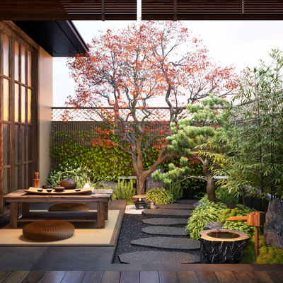 Japanese Zen Courtyard View