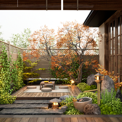 Japanese Zen Courtyard View