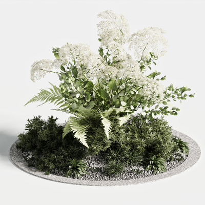 Modern round flower bed decorative flowers and plants