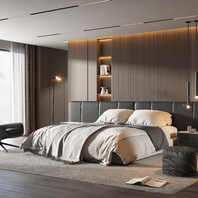 Minotti Modern Bedroom Leather Double Bed