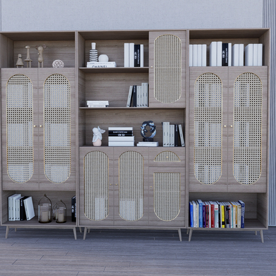 Quiet rattan bookcase rattan cabinet