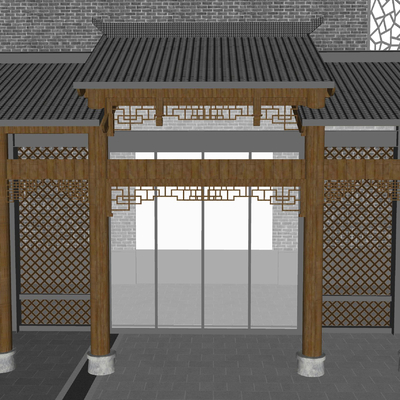 Chinese style doorway gate porch rack