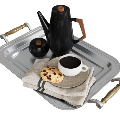 Tea set gourmet coffee cup biscuits coffee pot rag